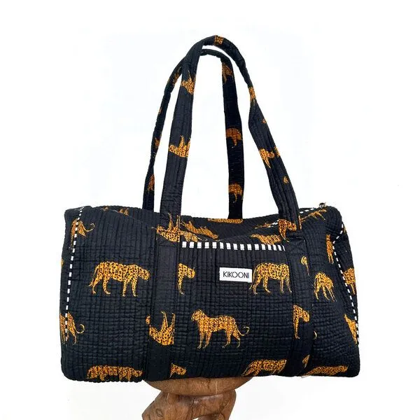 KIKOONI KIKOONI handgefertigte große Baumwolltasche "K. Shopper", Black leopard, – Produktbild 3 von 4