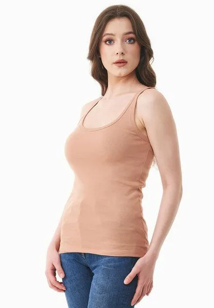 ORGANICATION ORGANICATION Geripptes Basic Top aus Bio-Baumwolle, Tan, – Produktbild 4 von 4