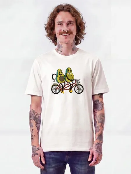 watapparel watapparel T-Shirt Unisex Avocado Fahrrad, Off white, – Produktbild 2 von 2