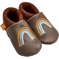 Orangenkinder Kinder Lederpuschen Krabbelschuhe Bio-Leder "Regenbogen" taupe Gr. 24/25 – Produktbild 1 von 1