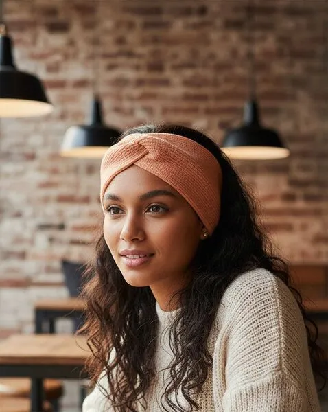 körber mode körber mode Stirnband Twist braun strukturiert Bio Baumwolle handmade – Produktbild 2 von 2