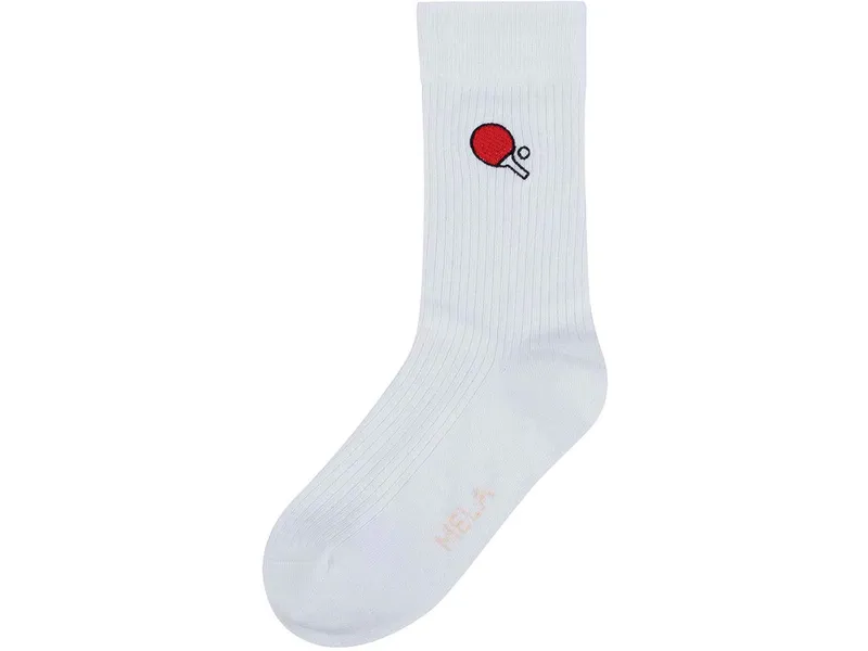 MELA MELA Gerippte Socken Stickerei 1er Pack, Weiss / ping-pong, – Produktbild 1 von 3