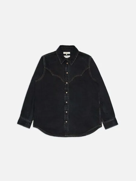 Nudie Jeans Nudie Jeans Lotta Western Cut Denim Shirt - black, Schwarz (black), – Produktbild 2 von 3