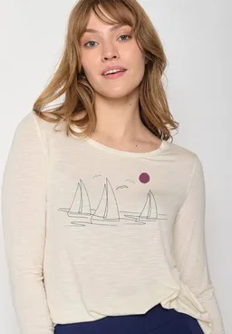 GreenBomb GREENBOMB Nature Upwind Mind - Lässiges Longsleeve aus einem LENZING ECOVERO Mix / hochwertiger Print / Fair & Vegan – Produktbild 1 von 1