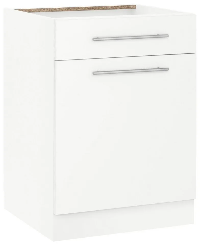 wiho Küchen Unterschrank Flexi2, Breite 60 cm, Soft-Close bei der Tür mit Schubkasten, inkl. verstellbaren Einlegeboden, Weiß, – Produktbild 1 von 3