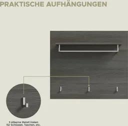 Home affaire Garderobenpaneel Rumba, Breite 80cm, 3 Haken, 1 Kleiderstange, 1 Ablageboden, Garderobe, Paneel, Wandpaneel, Flurmöbel – Produktbild 1 von 1
