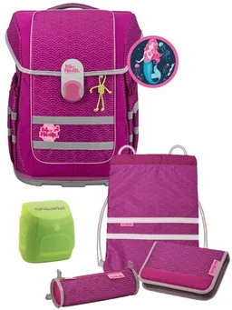 McNeill McNeill Schulranzen Ergo Complete 1.-4. Klasse ergonomisch, leicht, Volumen 20 Liter (Set, 6-tlg., inkl. Federmäppchen, Turnbeutel, Schlamper und Motivmagnet), ClickFlex-Rückensystem, Reflektoren, inkl. McAddy Meerjungfrau – Produktbild 1 von 1