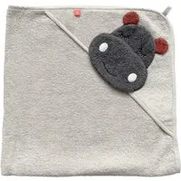 Kikadu Baby Kapuzenhandtuch Bio-Baumwolle Hippo grau Maße 80 x 80 cm – Produktbild 1 von 1