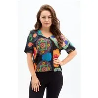 KOKOworld KOKOworld Bluse Soso Be My Valentine Damen – Oversize T-Shirt mit V-Ausschnitt & Ellbogenärmel – aus nachhaltiger Viskose – perfekt für Yoga, Pilates & Alltag – fair in der EU produziert – Produktbild 1 von 1
