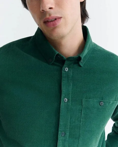 thinking mu thinking mu Herren Hemd - Corduroy Anto Shirt - aus Baumwolle, Dark green, – Produktbild 3 von 3