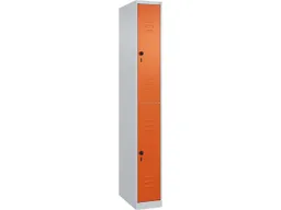 C+P C+P Doppelstock-Spind Classic PLUS, 2 Fächer, 1850x250x500mm, Lichtgrau/Reinorange – Produktbild 1 von 1