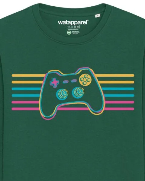watapparel watapparel Sweatshirt Unisex Retro Joystick, Bottle green, – Produktbild 3 von 3