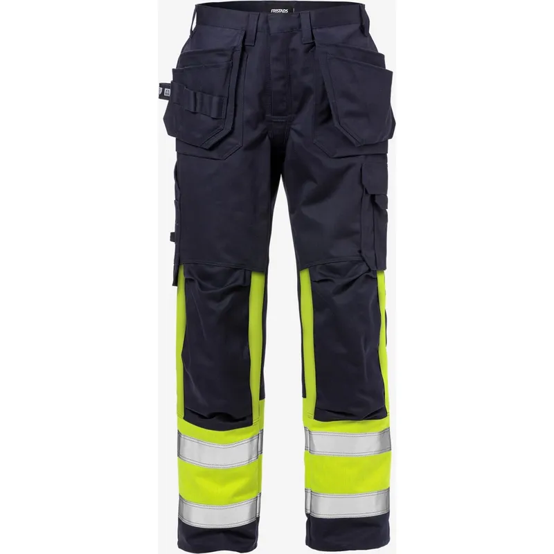Fristads Hochsichtbare Arbeitshose Klasse 1 Fristads 2586 FLAM, Blau, – Produktbild 1 von 2