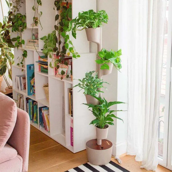 CitySens CitySens vertikaler Blumentopf mit automatischer Bewässerung 4 Blumentöpfe, Rinde-teak, – Produktbild 3 von 4