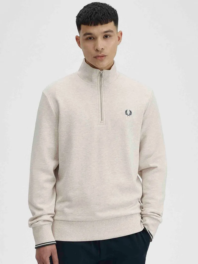 Fred Perry Fred Perry Half Zip Pullover Melange Beige - Größe XXL, Beige, – Produktbild 2 von 5
