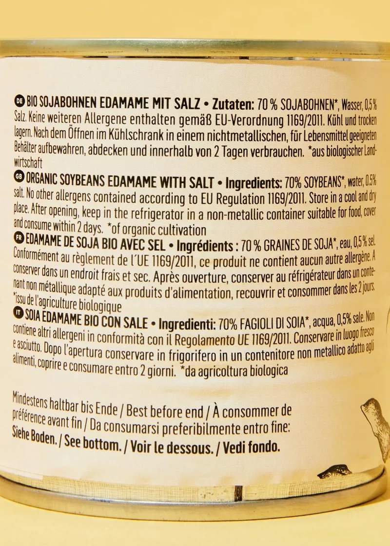 KoRo Grüne Bio Edamame in der Dose 12 x 130 g – Produktbild 4 von 5