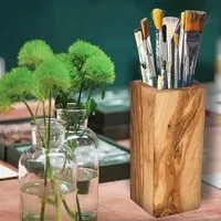 NATUREHOME NATUREHOME Besteckhalter Stiftebox Pinselhalter Design aus Olivenholz – Produktbild 1 von 1
