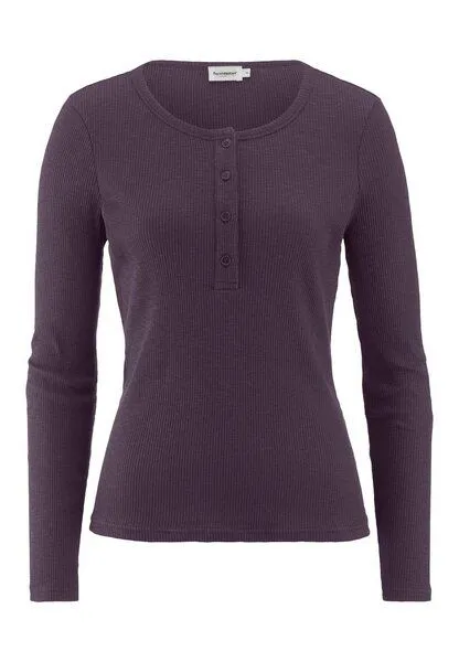 hessnatur hessnatur Longsleeve Henley Slim aus Bio-Baumwolle, Dunkle traube, – Produktbild 3 von 4