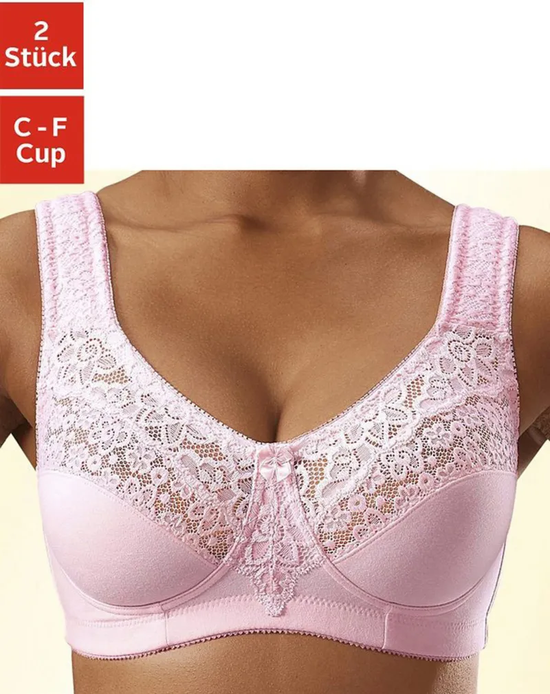 petite fleur by Lascana Entlastungs-BH rosé+weiß, Rosé+weiß, – Produktbild 1 von 3