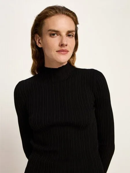 LANIUS LANIUS Rippenpullover aus Bio-Baumwolle, Black, – Produktbild 3 von 4