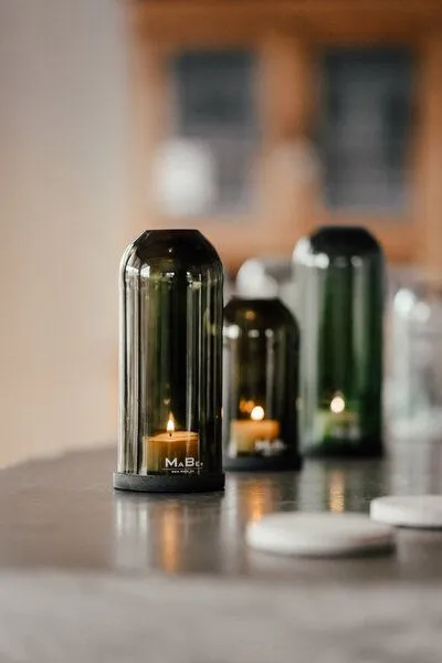 MaBe Windlicht Oh.Ha - Design by MaBe - normale Höhe, Grün, – Produktbild 4 von 4