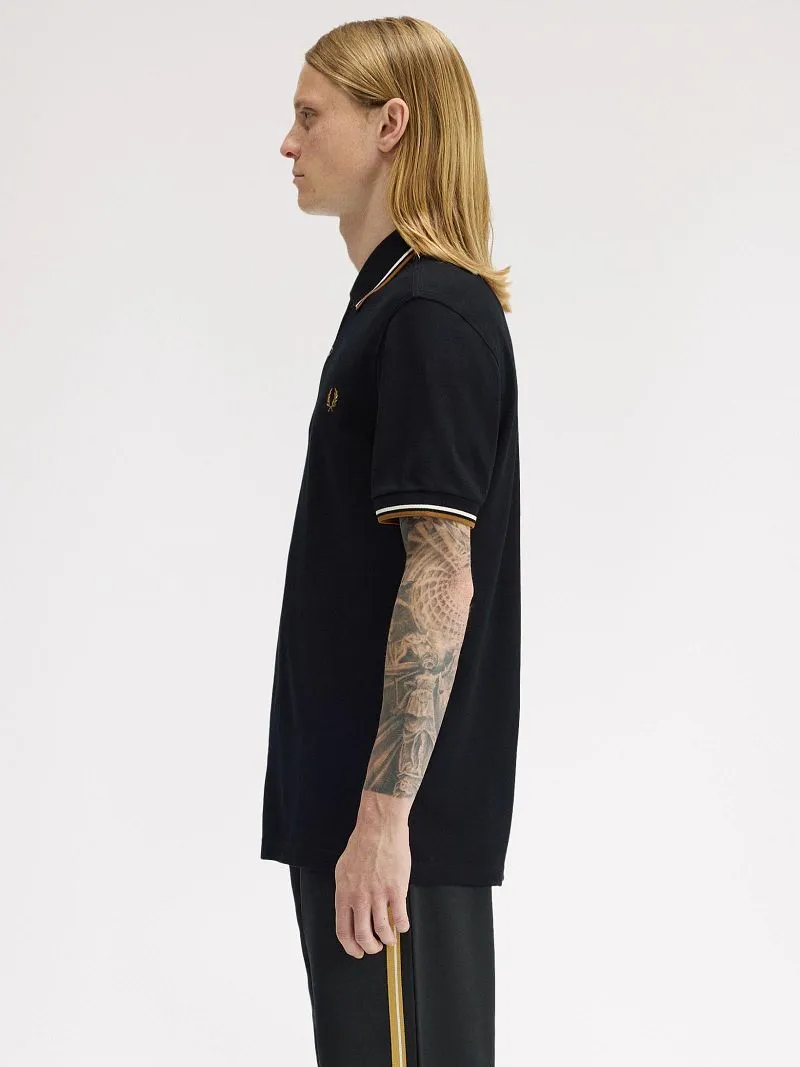 Fred Perry Fred Perry Polo Twin Tipped M3600 Schwarz P69 - Größe M, Schwarz, – Produktbild 2 von 5
