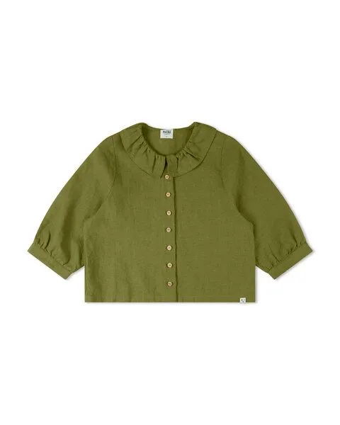 MATONA Matona Bluse mit Rüschenkragen für Frauen aus Leinen / Ruffled Collar Blouse, Cardamom, – Produktbild 3 von 3