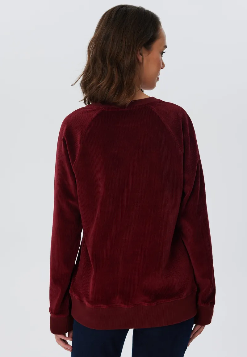 Leela Cotton Leela Cotton Damen vegan Sweatshirt Corduroy Bordeaux, Dunkelrot, – Produktbild 1 von 2