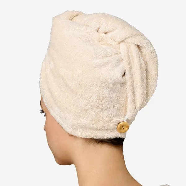 Qupro Qupro Spar-Set Turban-Handtuch & Scrunchies vegane Seide, Beige, – Produktbild 2 von 8