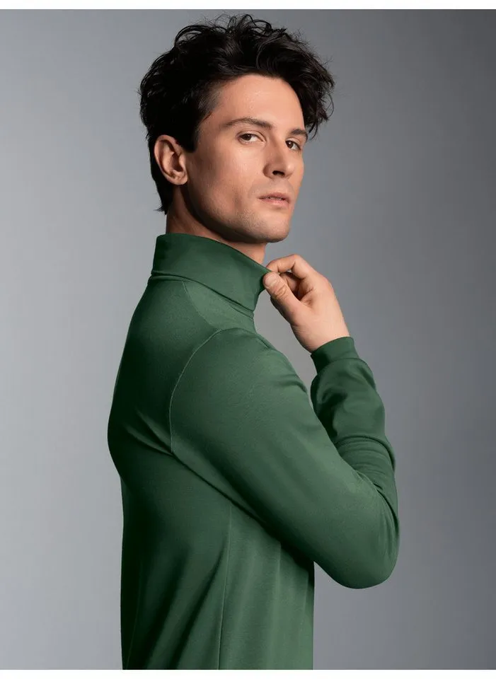 Trigema Rollkragenshirt TRIGEMA Langarm Ski- und Sport-Rollkragenpullover (1-tlg), Grün, – Produktbild 3 von 3
