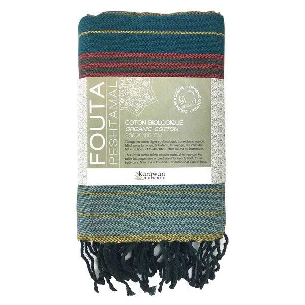 Karawan authentic Karawan authentic Hamamtuch Bio-Baumwolle Ebony, Rot-blau, – Produktbild 4 von 6