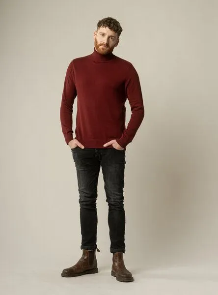 MELA Feinstrick Rollkragenpullover KANJA | von MELA | Fairtrade & GOTS zertifiziert, Burgunderrot, – Produktbild 2 von 4