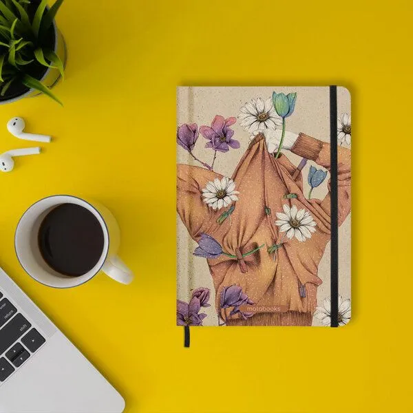 matabooks® matabooks® Nachhaltiges A5 Notizbuch/Journal/Schreibheft aus Süßgraspapier – Nari (punktiert), Apricot orange, – Produktbild 3 von 3