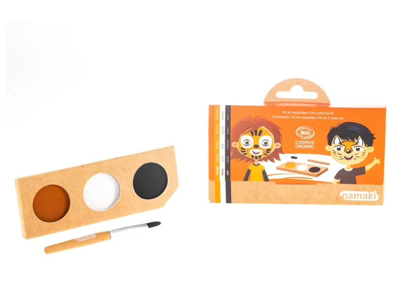 Namaki Kinder Bio Schminkset "Tiger und Fuchs" Farben: orange, weiß und schwarz, Mehrfarbig, – Produktbild 1 von 2
