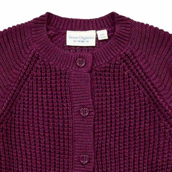 Sense Organics Sense Organics Kinder Strickjacke, Modell TULIA, Bordeauxrot melange, – Produktbild 2 von 3