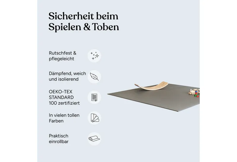 Ehrenkind Spielmatte Krabbelmatte Pro, rutschfeste Babymatte, Spielmatte (Exzellenter Schutz beim Spielen & Toben), Extra dick und soft, Made in Germany, Oeko-Tex 100, Spielmatte Baby, Grau, – Produktbild 2 von 5