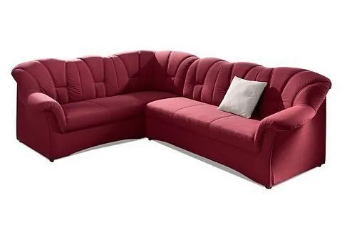 DOMO collection Ecksofa Papenburg B/T/H: 242/190/84 cm L-Form, wahlweise mit Bettfunktion, Langer Schenkel links oder rechts, Rot, – Produktbild 3 von 5