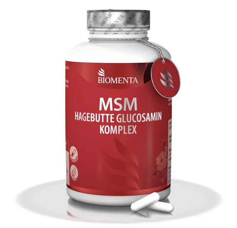 BIOMENTA MSM + Hagebutte + Glucosamin - 180 allergenfreie MSM Kapseln Kapseln, 180 St., 175.3 g – Produktbild 2 von 5