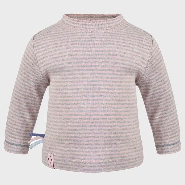 OrganicEra Baby Langarm T-shirt, gestreift 'OrganicEra' aus Bio Baumwolle, Rose melange (rose), – Produktbild 3 von 4