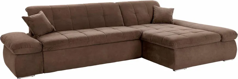 DOMO collection Ecksofa NMORIC XXL, 300x172x80cm, viel Platz, bequem, L-Form, wahlweise mit Bettfunktion und Armlehnverstellung, Braun, – Produktbild 3 von 8