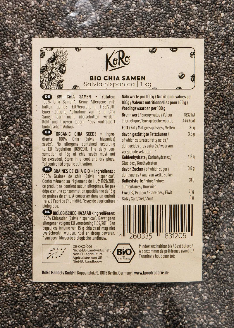 KoRo Bio Chia Samen 1 kg – Produktbild 1 von 5
