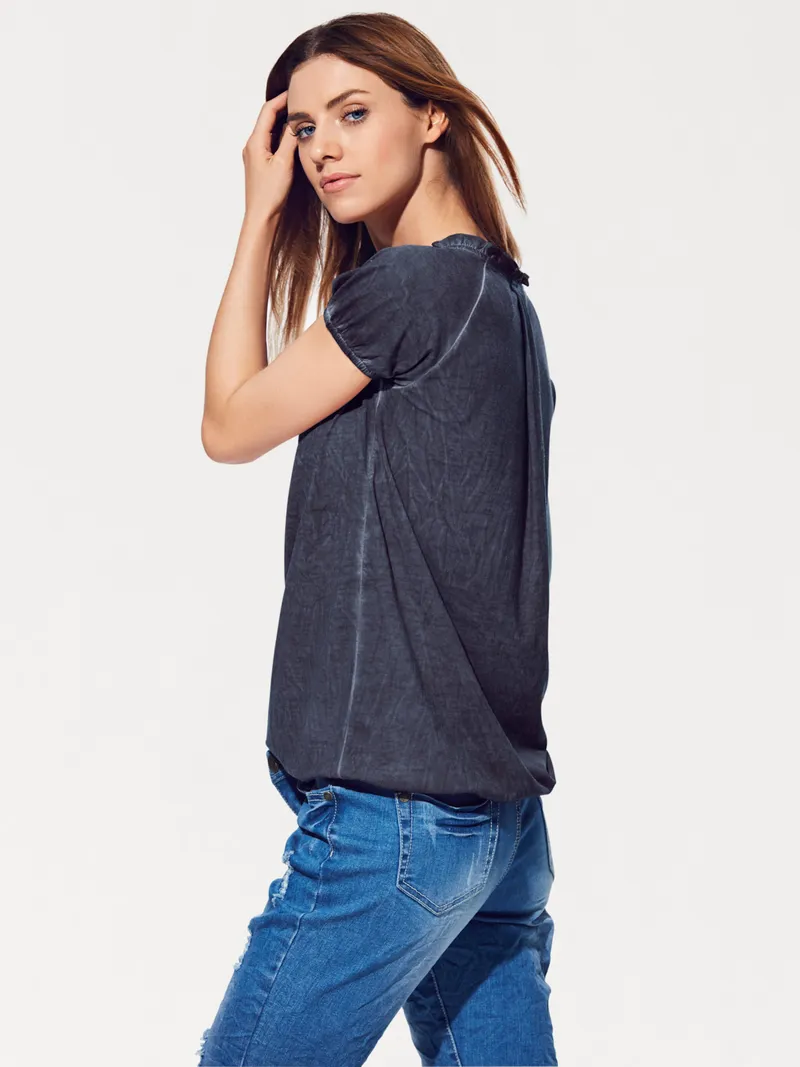 heine V-Shirt blau, Blau, – Produktbild 1 von 2