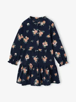 Vertbaudet Kleid mit Stehkragen aus Feincord Mädchen  blumen – Produktbild 1 von 1