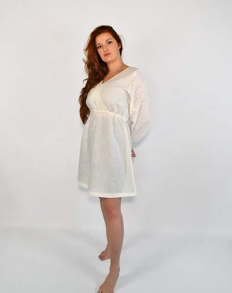 Aatise Aatise Zomi Kleid mit elastischer Taille, weiss, Langarm, Weiß, – Produktbild 4 von 4