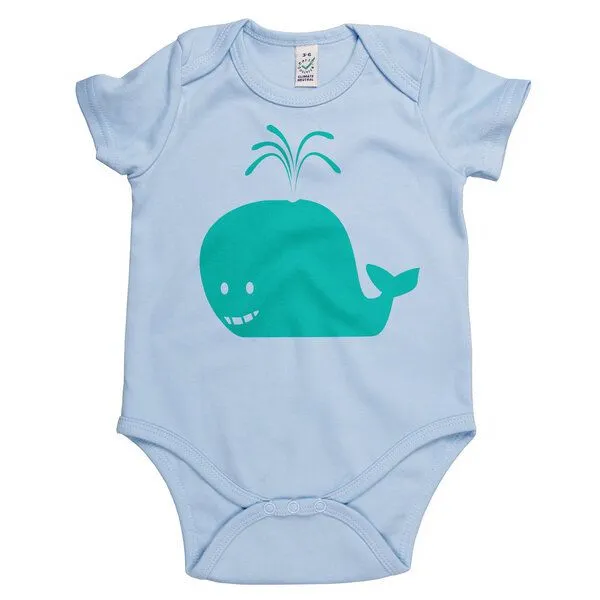 HANDGEDRUCKT HANDGEDRUCKT "Wal" Baby Body, Softblue, – Produktbild 1 von 4