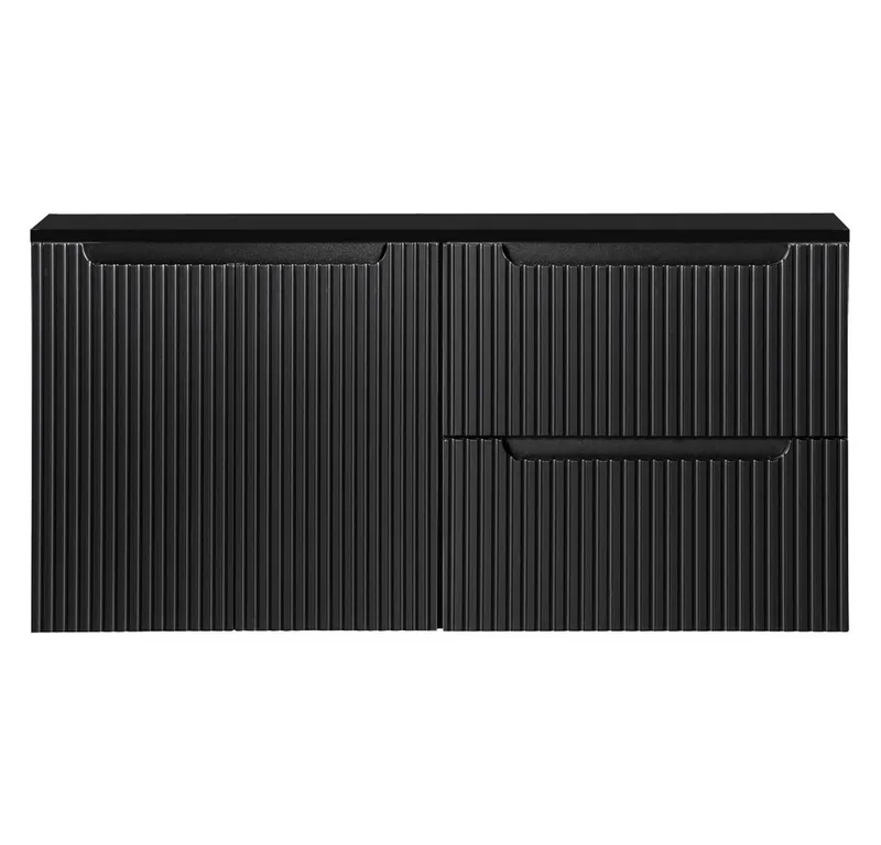 Lomadox Waschbeckenschrank NEWPORT-56-BLACK 120 cm Waschtisch-Unterschrank 40 cm tief schwarz 2 Türen 2 Auszüge, Schwarz, – Produktbild 2 von 5
