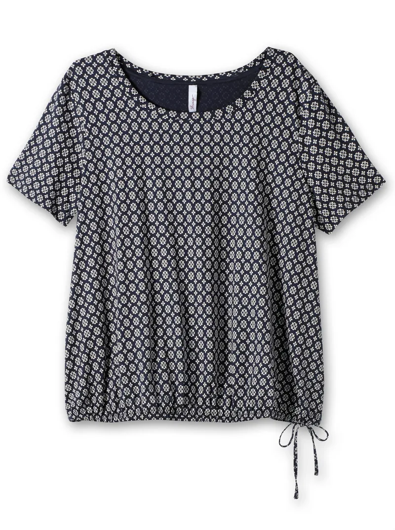 sheego T-Shirt nachtblau-gemustert, Nachtblau-gemustert, – Produktbild 1 von 2
