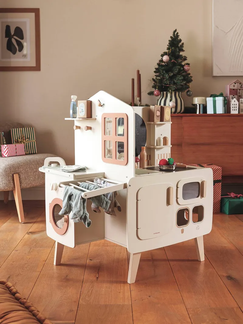 Vertbaudet Vertbaudet Kinder Spielstudio 360° mit Spielküche, Wollweiß, – Produktbild 1 von 4