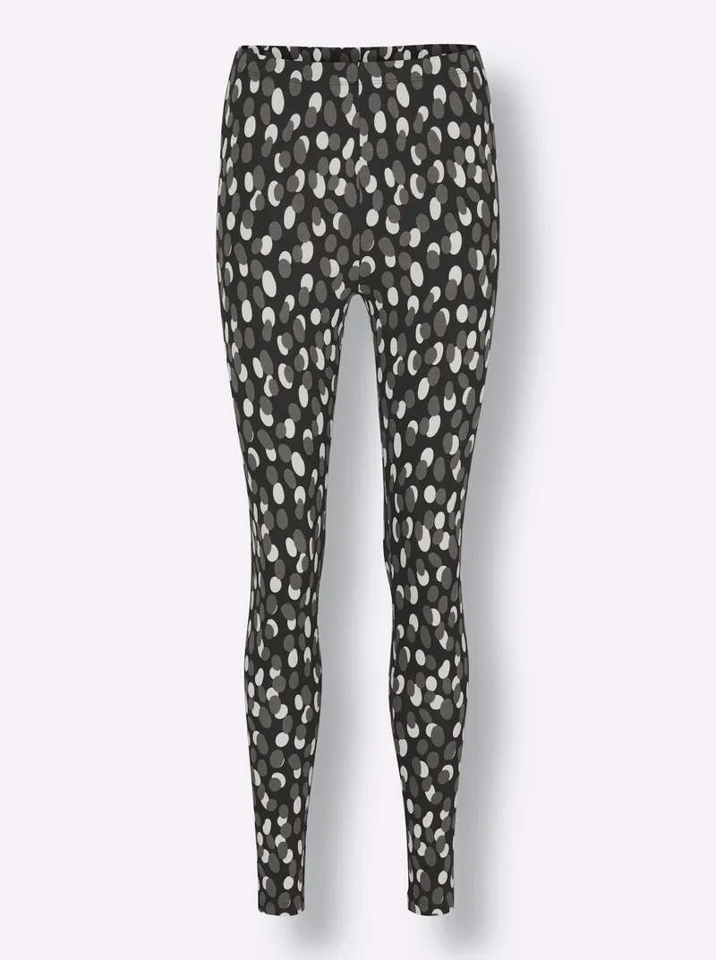 feel good Leggings schwarz-anthrazit-bedruckt, Schwarz-anthrazit-bedruckt, – Produktbild 1 von 2