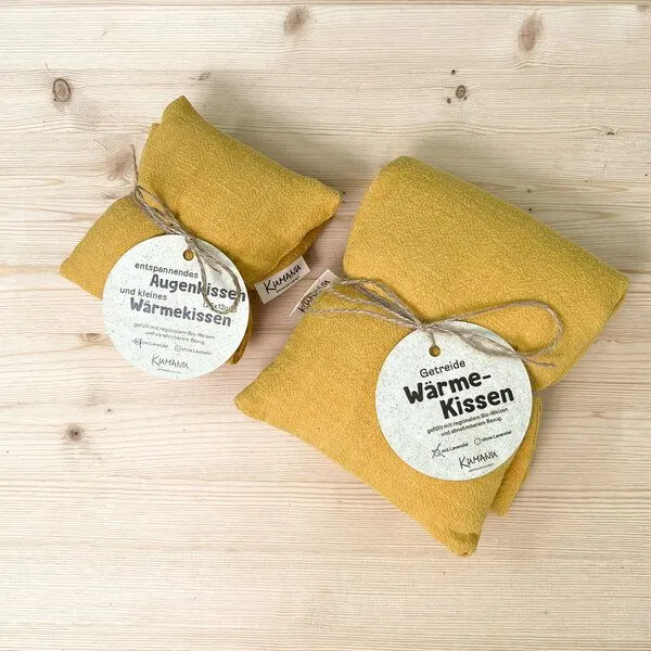 Kumanu - von Natur aus gut Kumanu - von Natur aus gut Getreidekissen Set 50x15cm und 25x12cm mit oder ohne Lavendelduft, Ocker - 100% ramie, – Produktbild 1 von 5